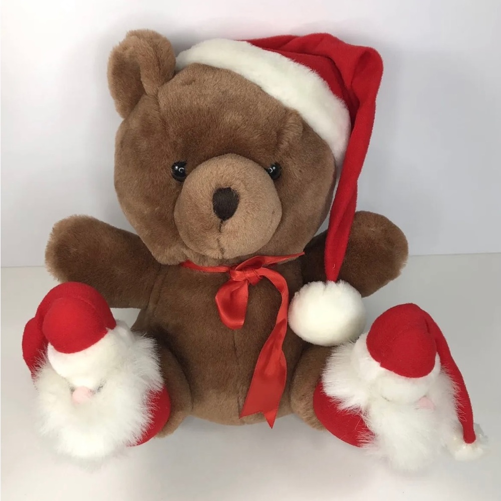 Vintage Ganz Sleepy Santa Bear Plush Stuffed Animal